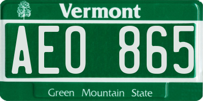 VT license plate AEO865