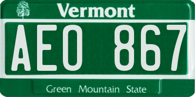 VT license plate AEO867