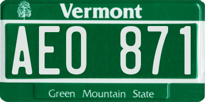 VT license plate AEO871