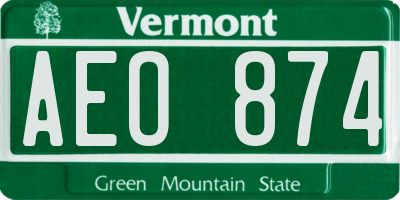 VT license plate AEO874