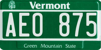 VT license plate AEO875