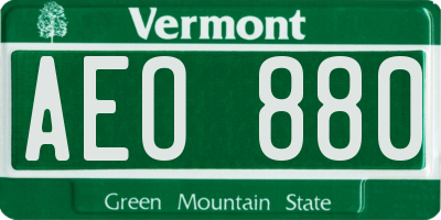 VT license plate AEO880