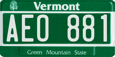 VT license plate AEO881