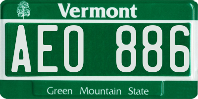 VT license plate AEO886