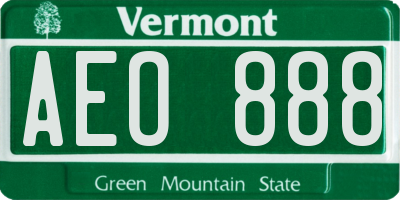 VT license plate AEO888