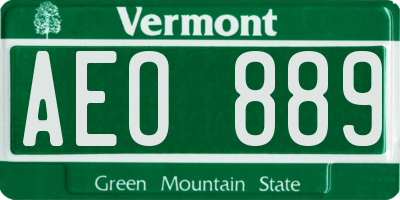VT license plate AEO889