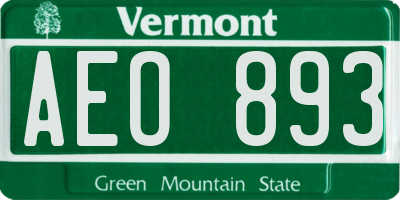 VT license plate AEO893