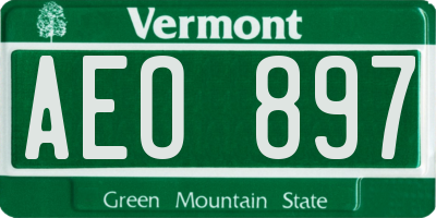 VT license plate AEO897