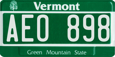 VT license plate AEO898