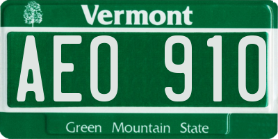 VT license plate AEO910