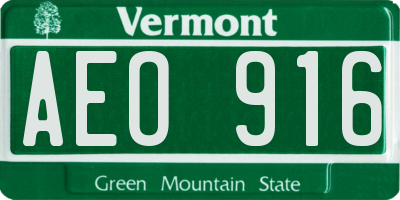 VT license plate AEO916