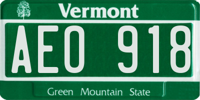 VT license plate AEO918
