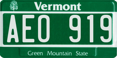 VT license plate AEO919
