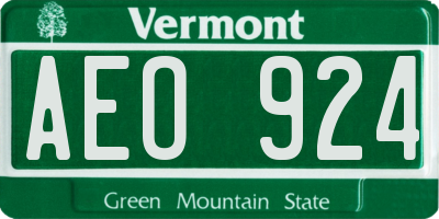VT license plate AEO924