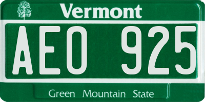 VT license plate AEO925
