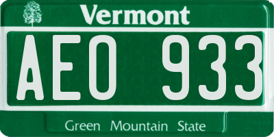 VT license plate AEO933