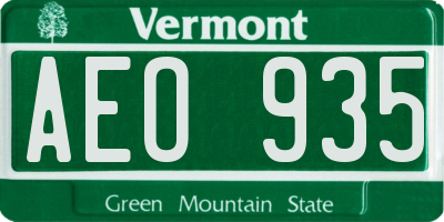 VT license plate AEO935