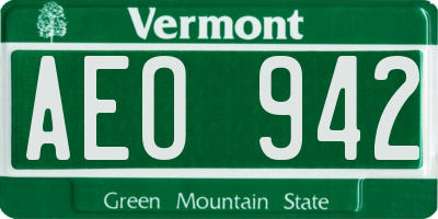 VT license plate AEO942
