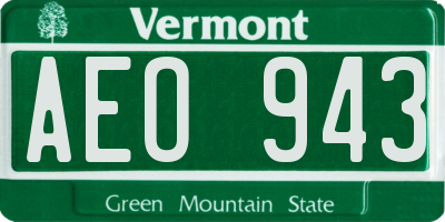 VT license plate AEO943