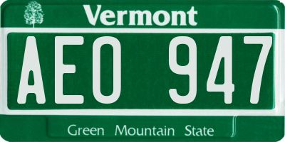 VT license plate AEO947