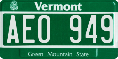 VT license plate AEO949