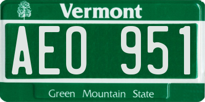 VT license plate AEO951