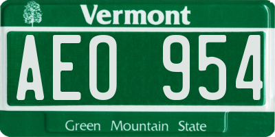 VT license plate AEO954