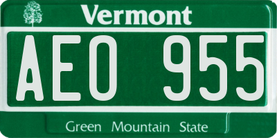 VT license plate AEO955