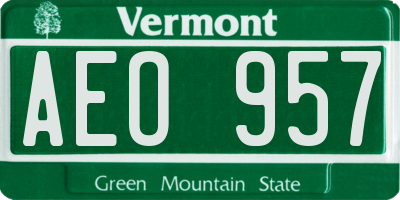VT license plate AEO957