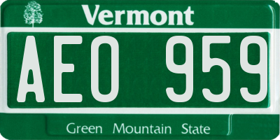 VT license plate AEO959