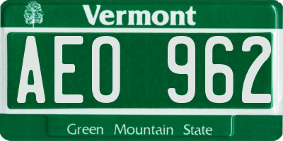 VT license plate AEO962