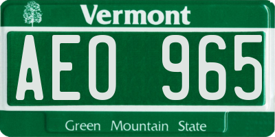 VT license plate AEO965