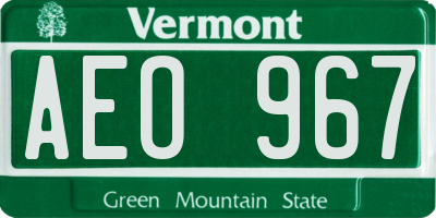 VT license plate AEO967