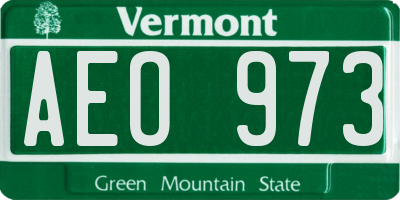 VT license plate AEO973