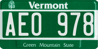 VT license plate AEO978