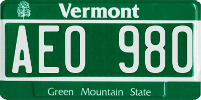 VT license plate AEO980