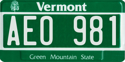 VT license plate AEO981