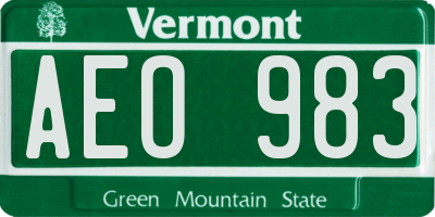 VT license plate AEO983