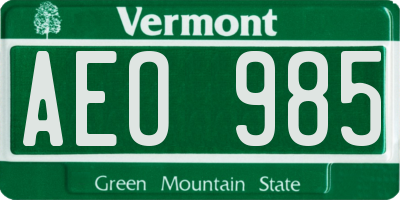 VT license plate AEO985