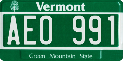 VT license plate AEO991