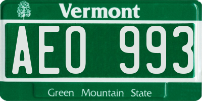 VT license plate AEO993