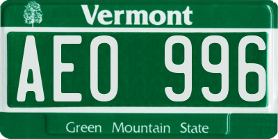 VT license plate AEO996