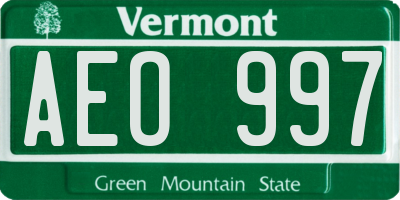 VT license plate AEO997
