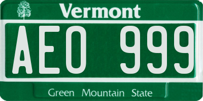 VT license plate AEO999