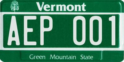 VT license plate AEP001