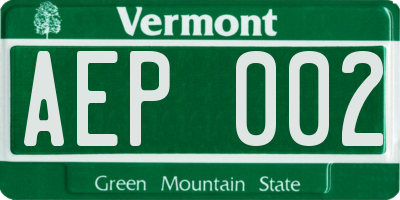 VT license plate AEP002