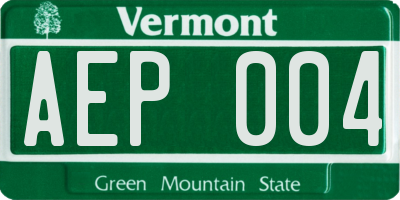 VT license plate AEP004