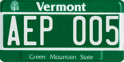 VT license plate AEP005