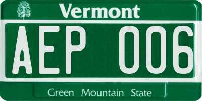 VT license plate AEP006
