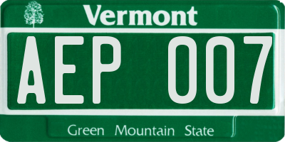 VT license plate AEP007